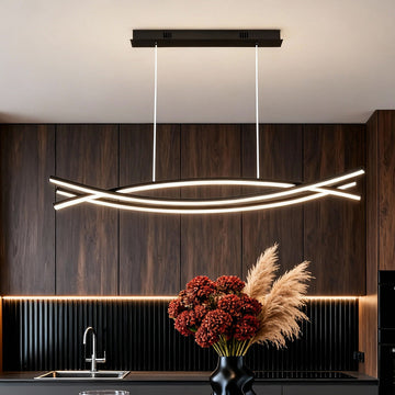 Modern pendant light over a UK dining table by Touched Home Decor