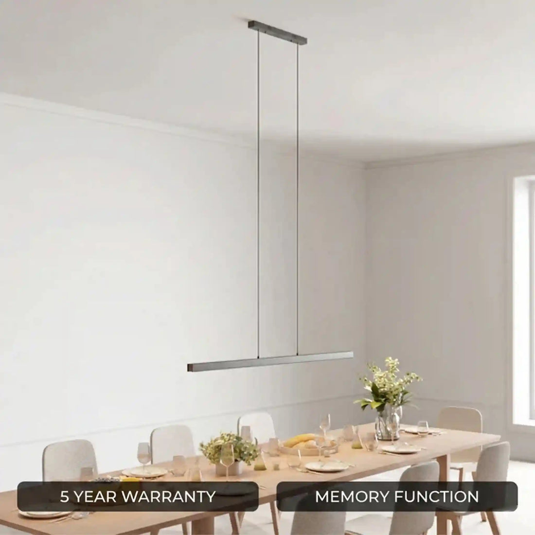 Modern Linear LED Pendant Light with Adjustable Height