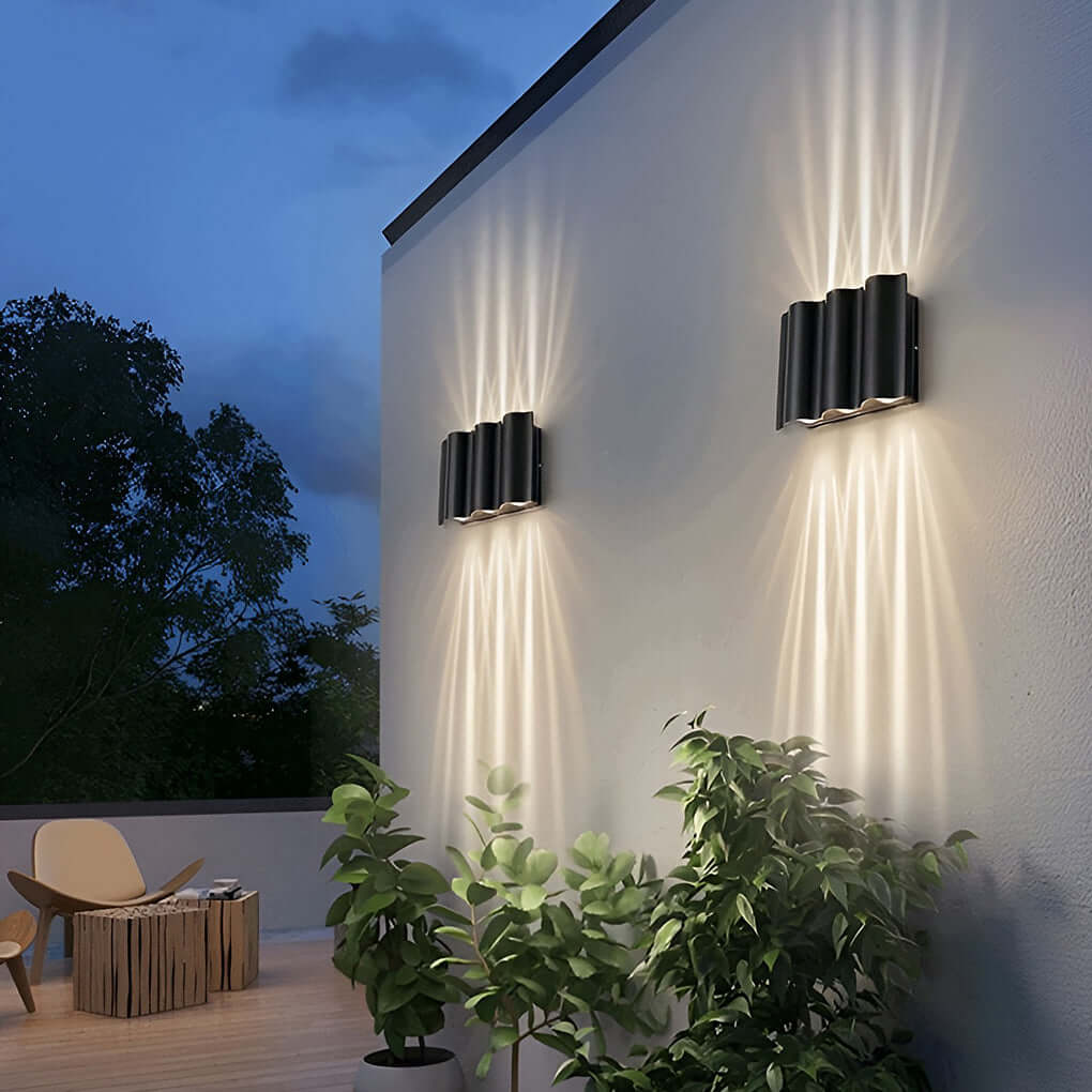 Wave Wall Sconces Outdoor Cool LED Up and Down Wall Mounted Lights
