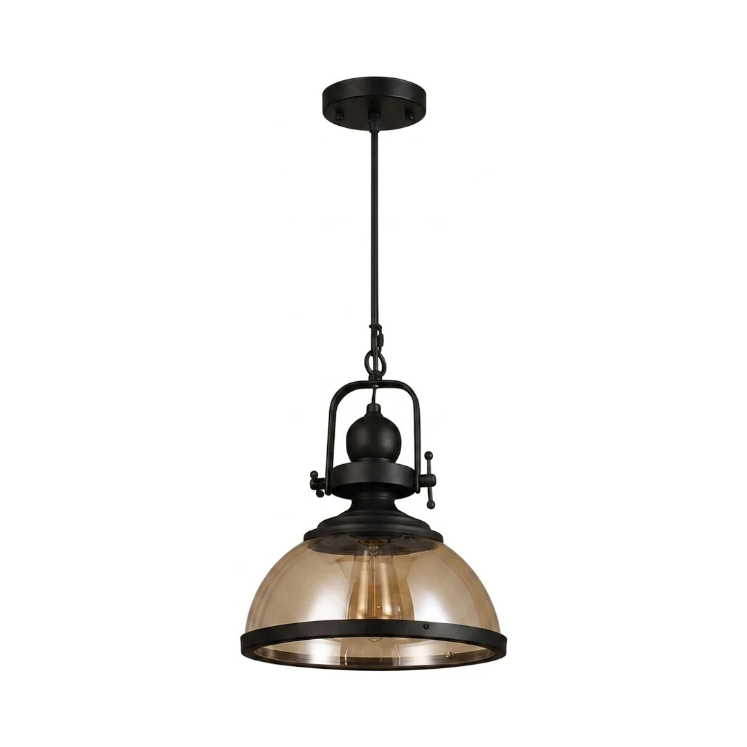 Antique glass iron retro industrial pendant