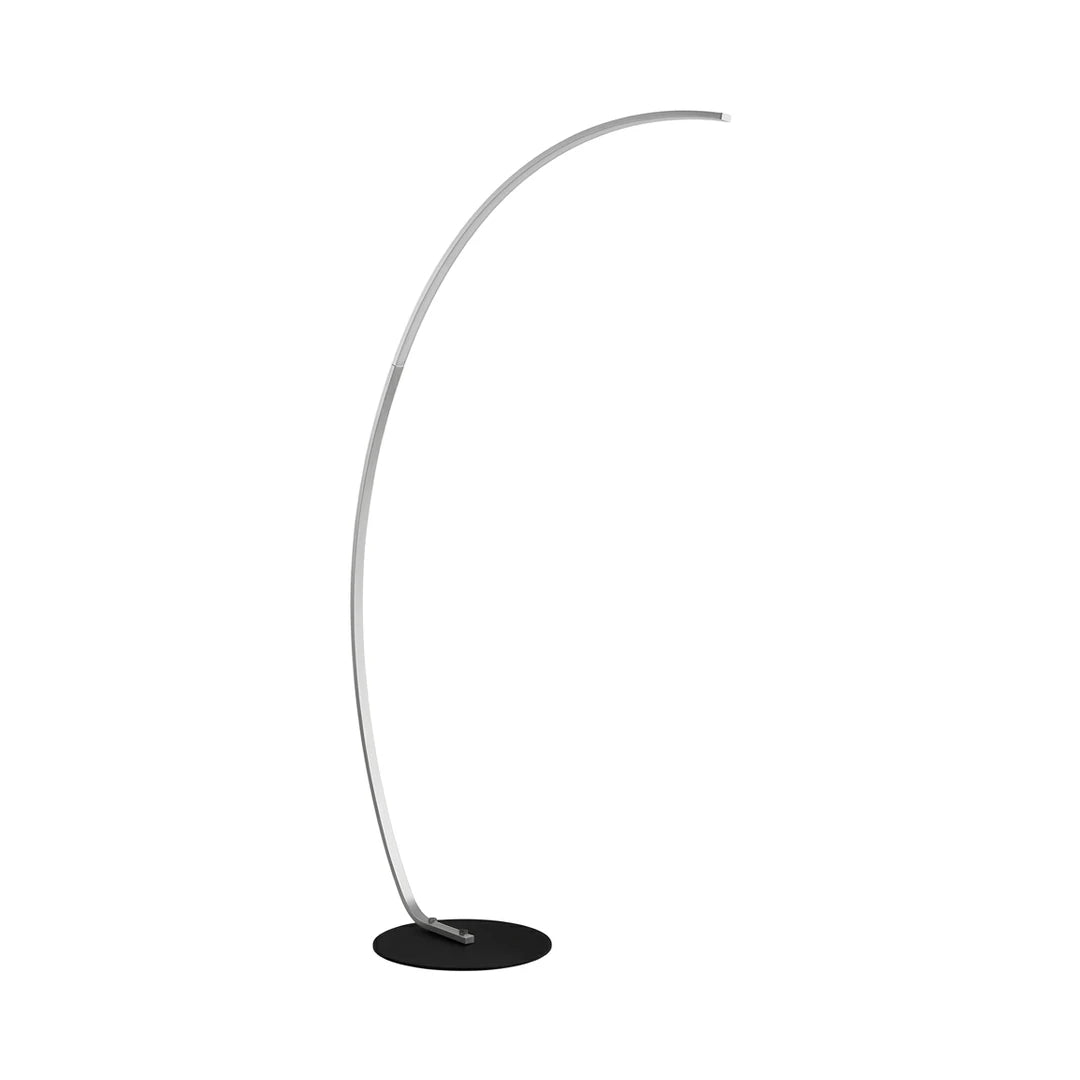 Silver aluminum LED dimmable arc floor lamp