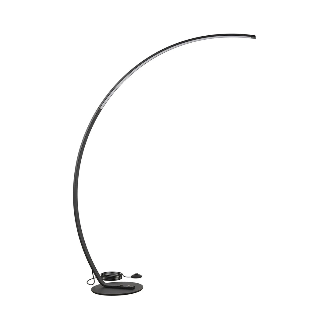 Black LED smart dimmable arc floor lamp 165cm