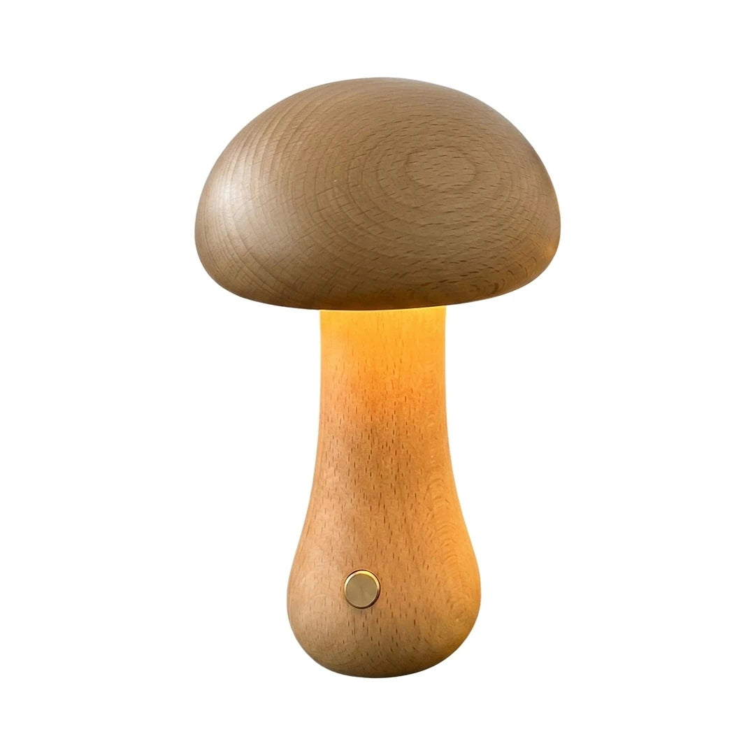Beech wood mushroom night table lamp