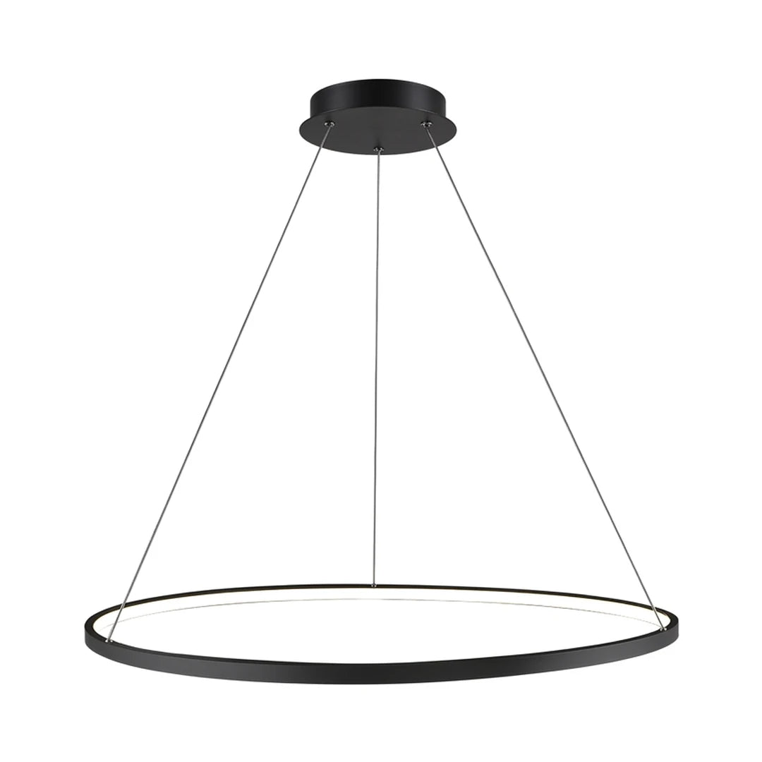 Black LED ring chandelier modern aluminum