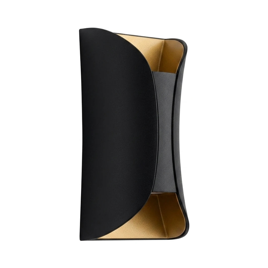 Curved up and down outdoor wall light black