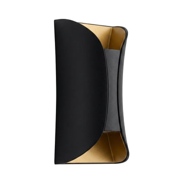 Curved up and down outdoor wall light black