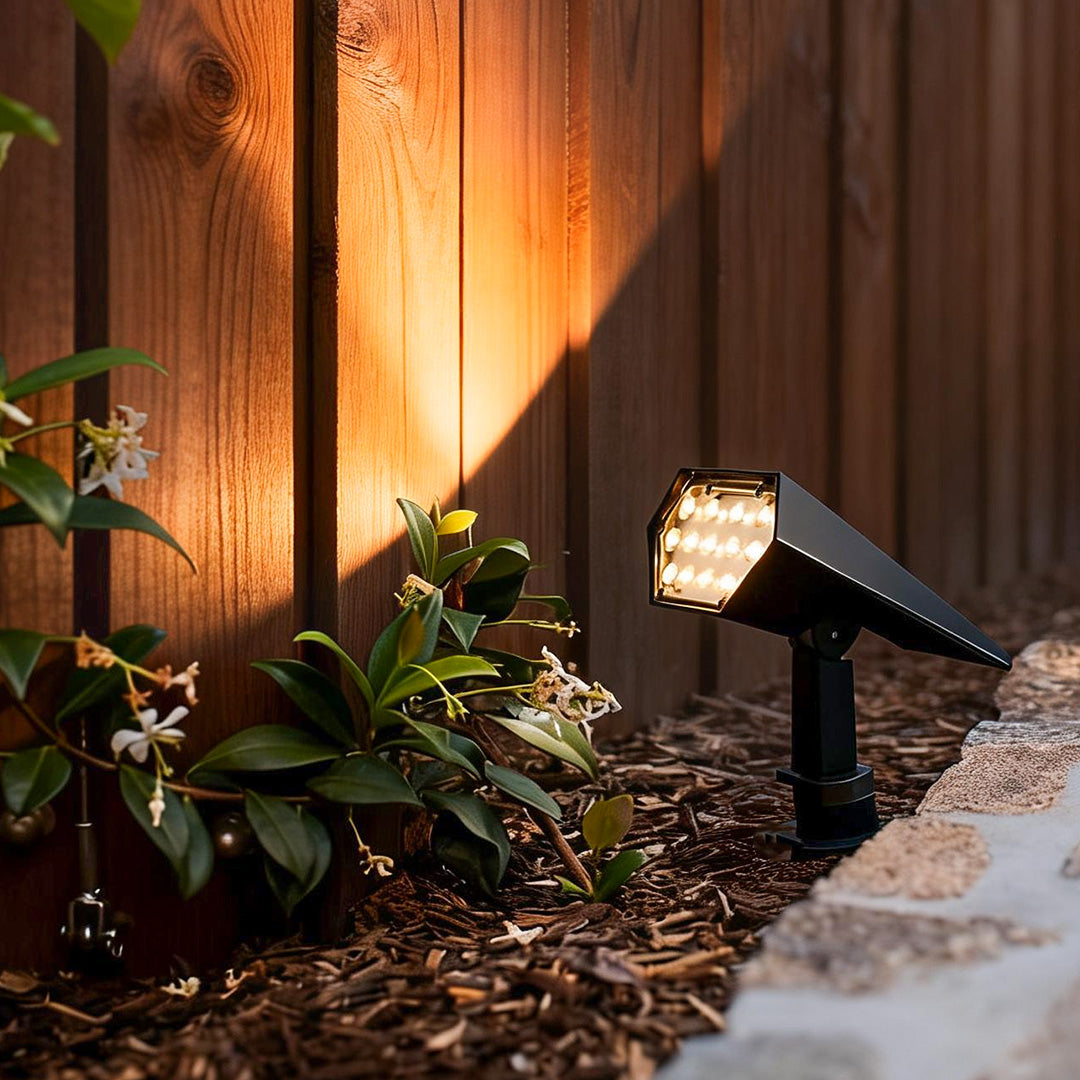 Solar Flood Spike Light in UK Garden – Touched Home Decor