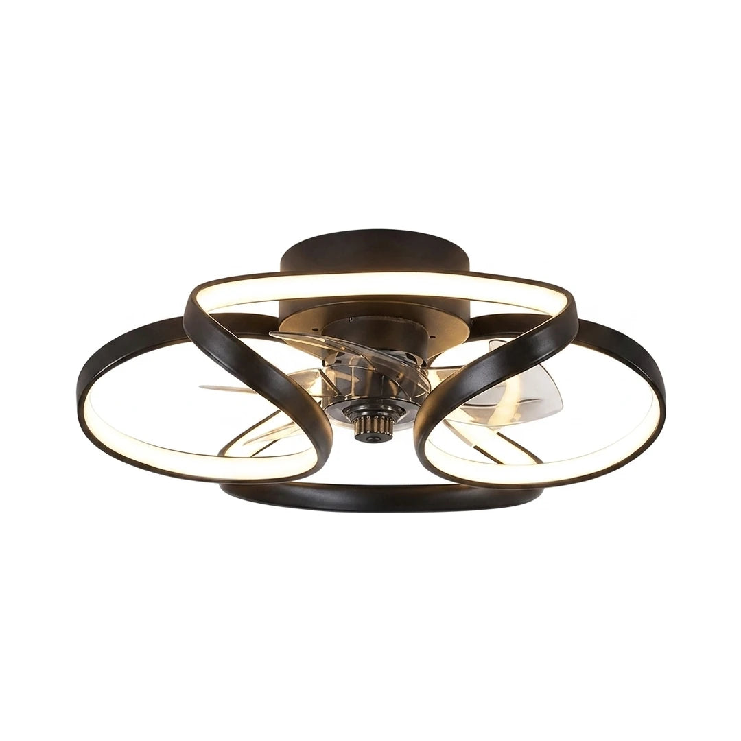 Black flower LED flush mount ceiling fan