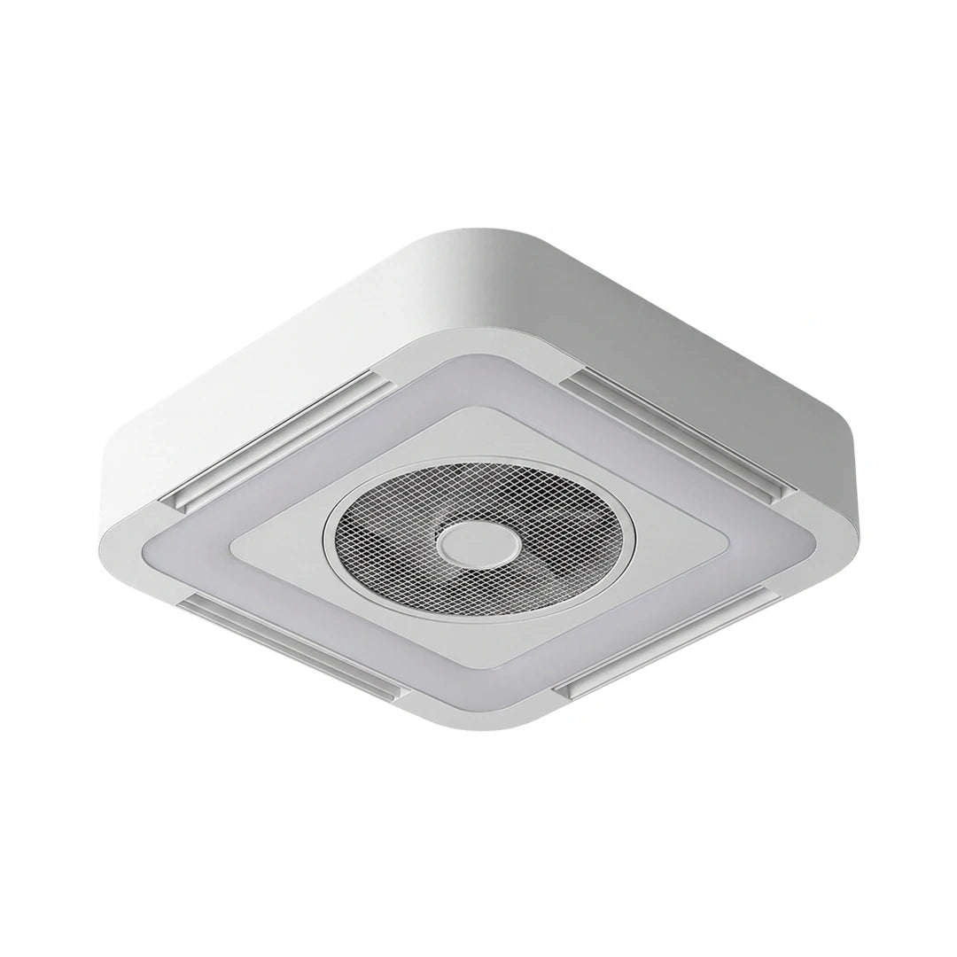 White square bladeless inverter ceiling fan LED