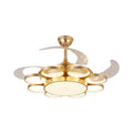Invisible retractable blade gold ceiling fan LED chandelier