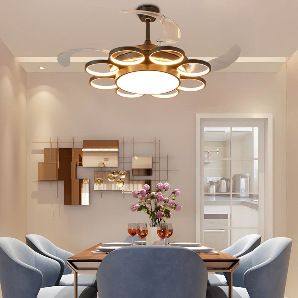 Invisible Silent Ceiling Fan Ring Remote LED Chandelier