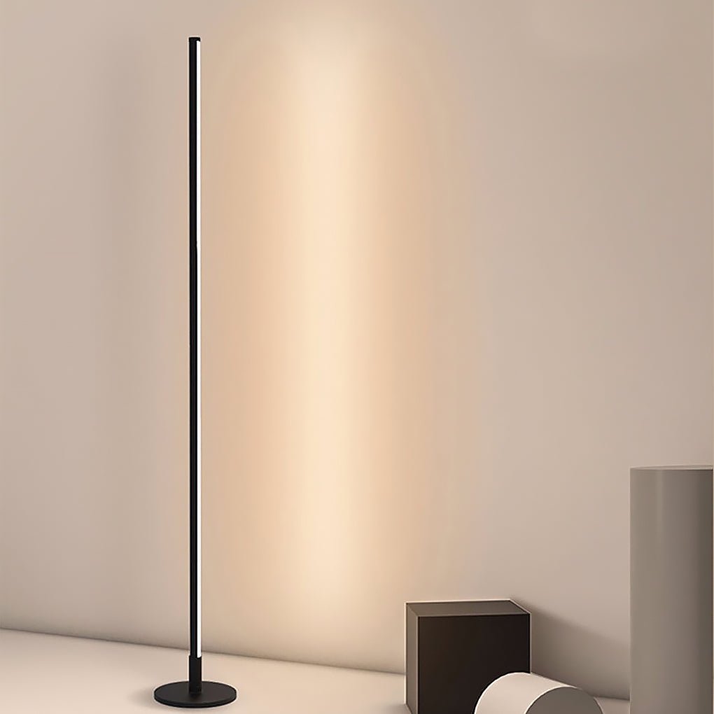 Minimalist thin rod LED floor lamp black