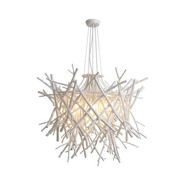 Organic stick white wooden chandelier
