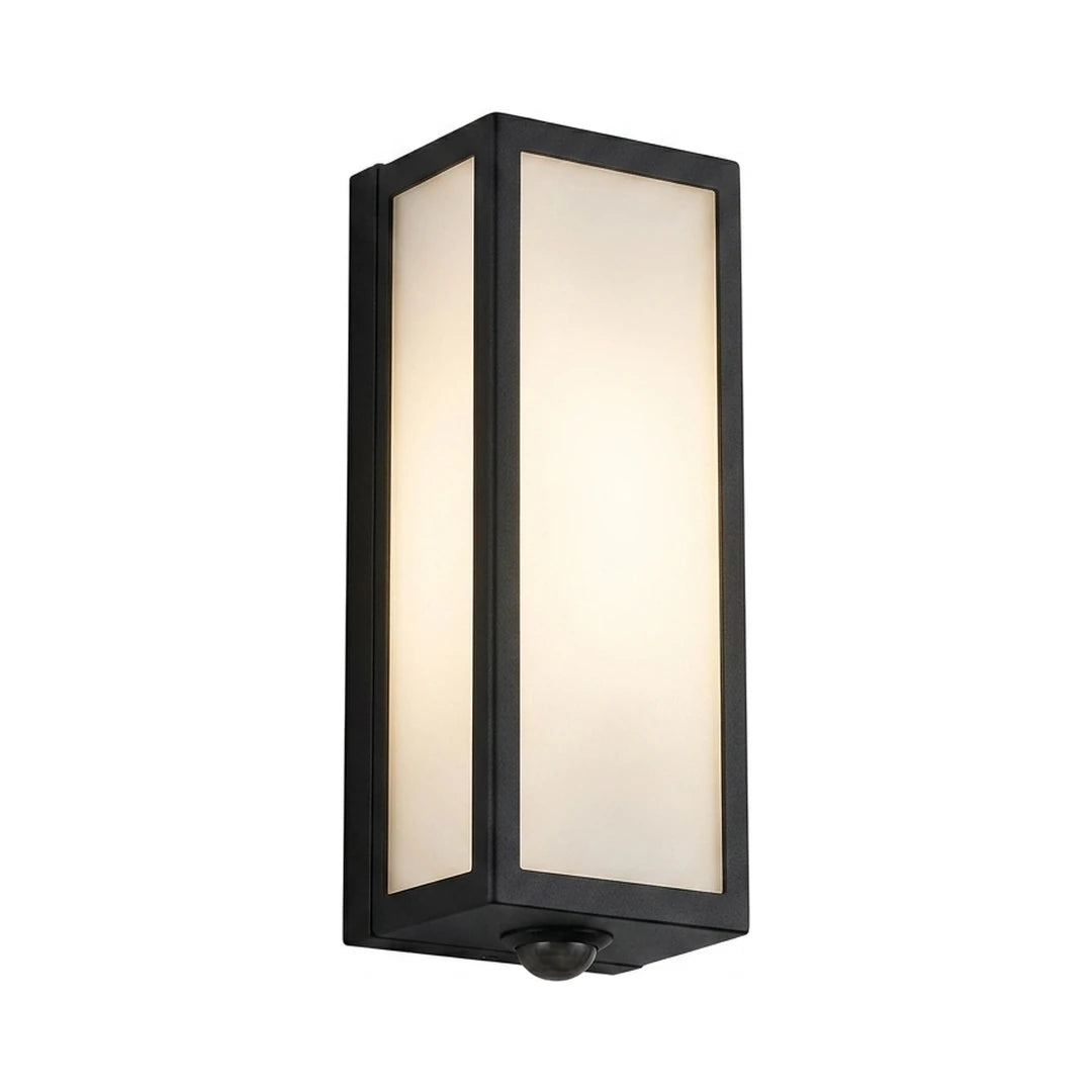Rectangle LED motion sensor black wall sconce
