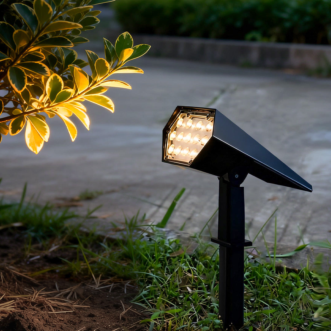 Solar Flood Spike Light in UK garden – Touched Home Decor