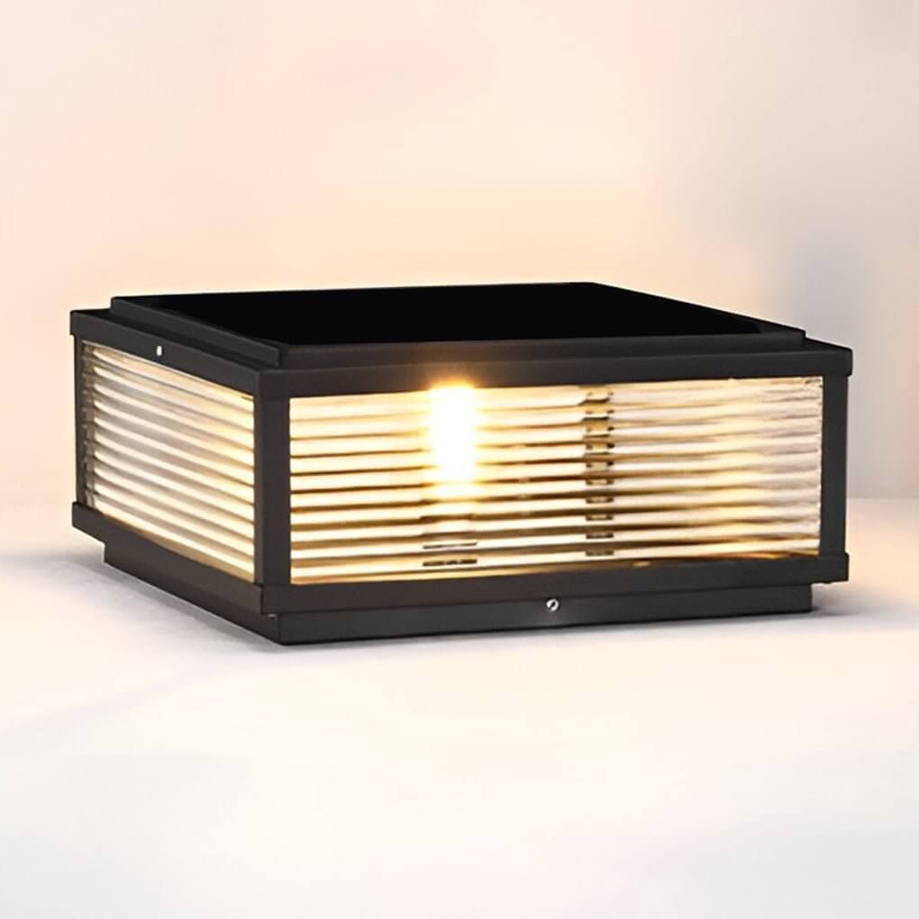 Square Ribbed Glass OUtdoor Pier Mount Pillar Light