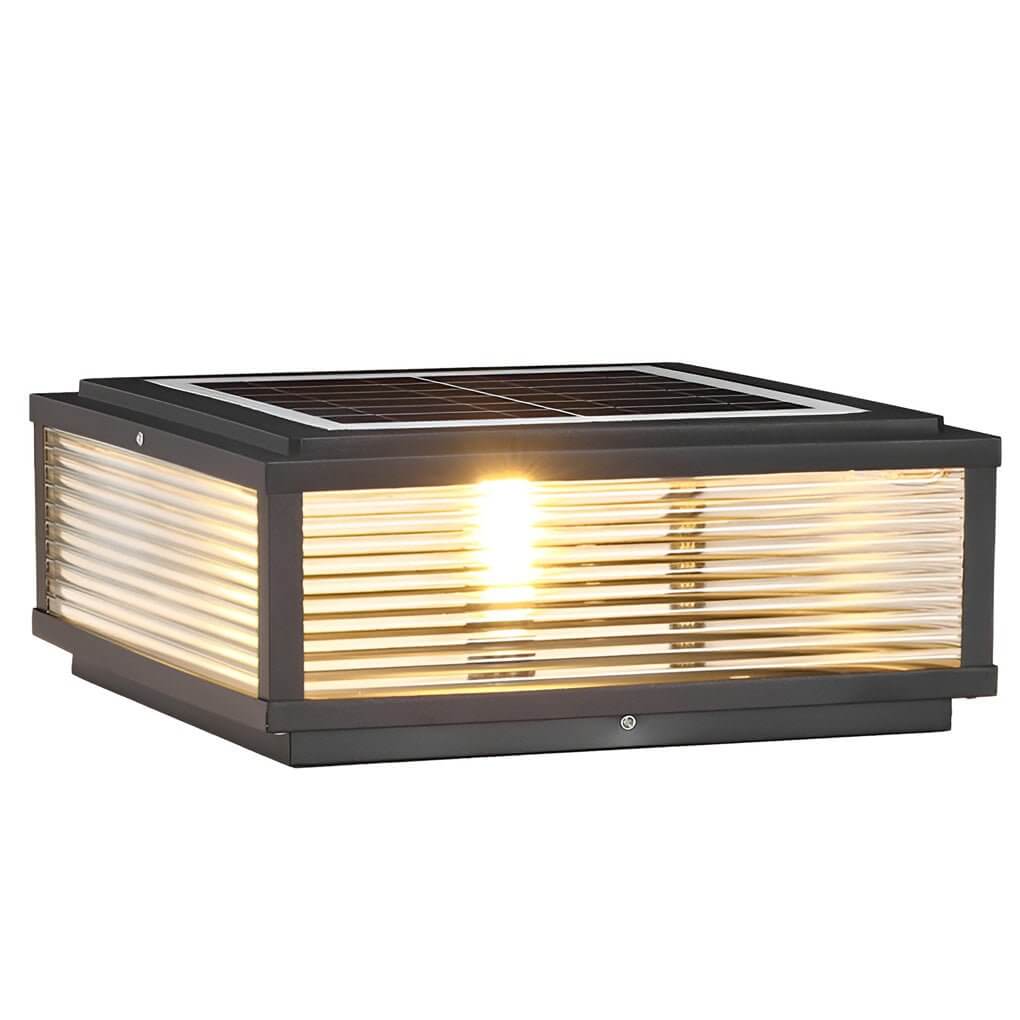 Square Ribbed Glass OUtdoor Pier Mount Pillar Light