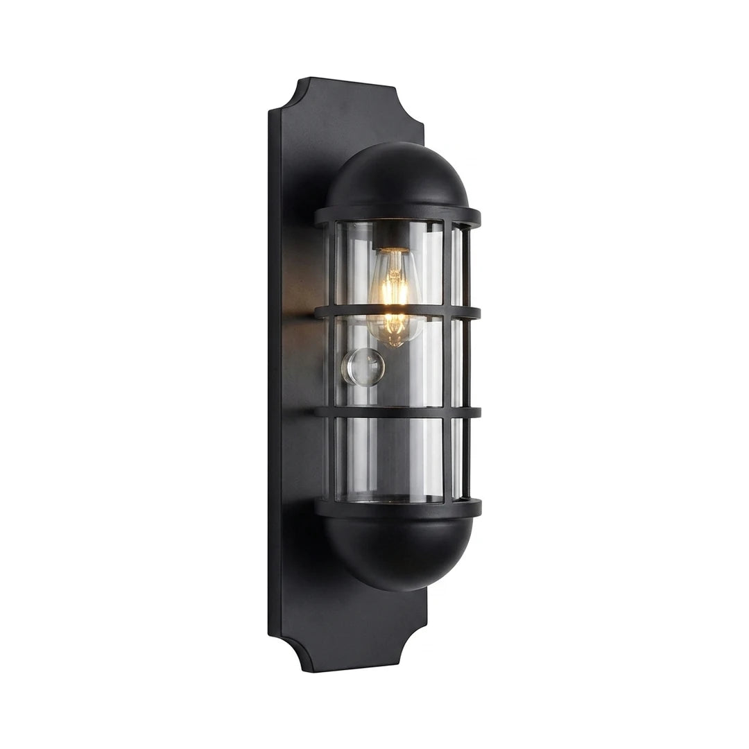 Retro telephone booth iron and glass wall sconce
