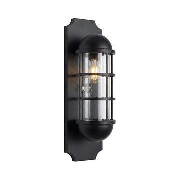 Retro telephone booth iron and glass wall sconce