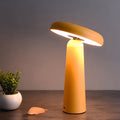 Cordless mushroom table lamp with tilted head casting warm light — Tiltable Mushroom Lamp — Touched Home