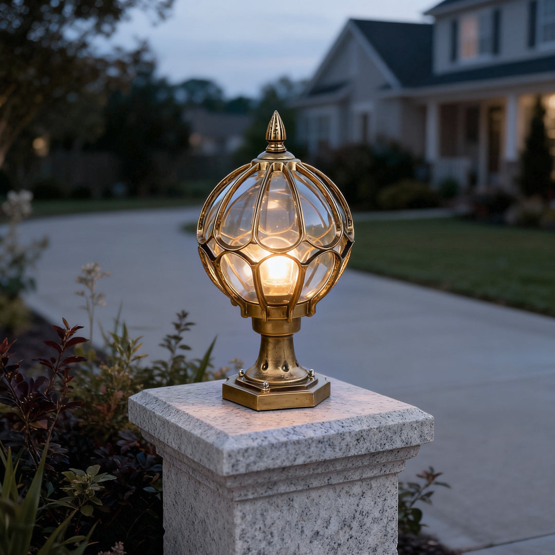 Outdoor post light illuminating a garden pathway at dusk – Touched Home Decor UK