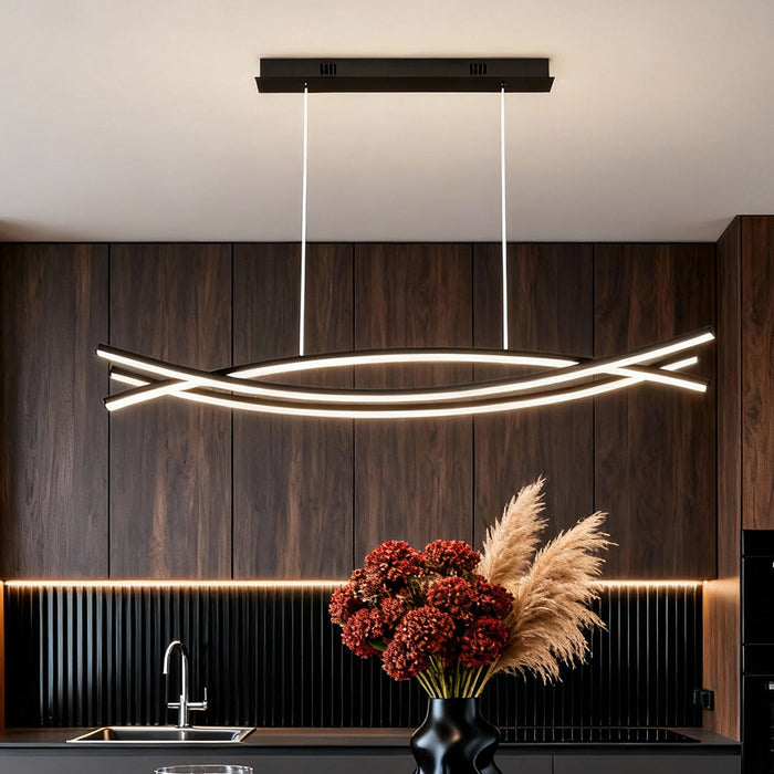 Pendant Light Modern Black Aluminium Integrated LED Kitchen Island Hanging