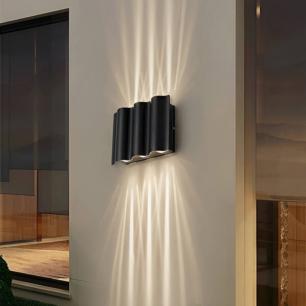 Wave Wall Sconces Outdoor Cool LED Up and Down Wall Mounted Lights