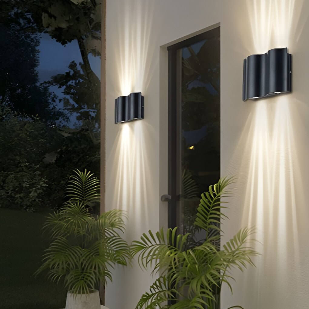 Wave Wall Sconces Outdoor Cool LED Up and Down Wall Mounted Lights