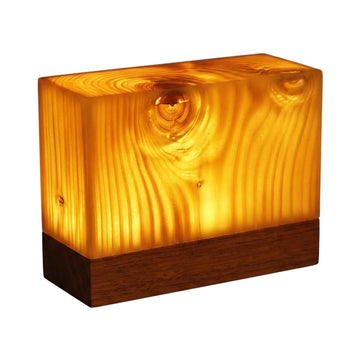 Solid wood geometric cordless table lamp